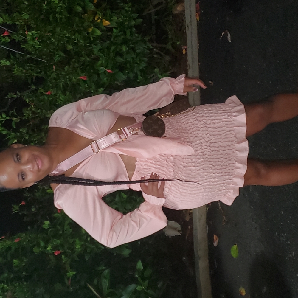 Pink Off-Shoulder Ruffle Dress - Picture 3 of 4